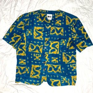 Vintage Abstract 90s Button Down | Leslie Fay | Size: S | Color: Blue, Yellow